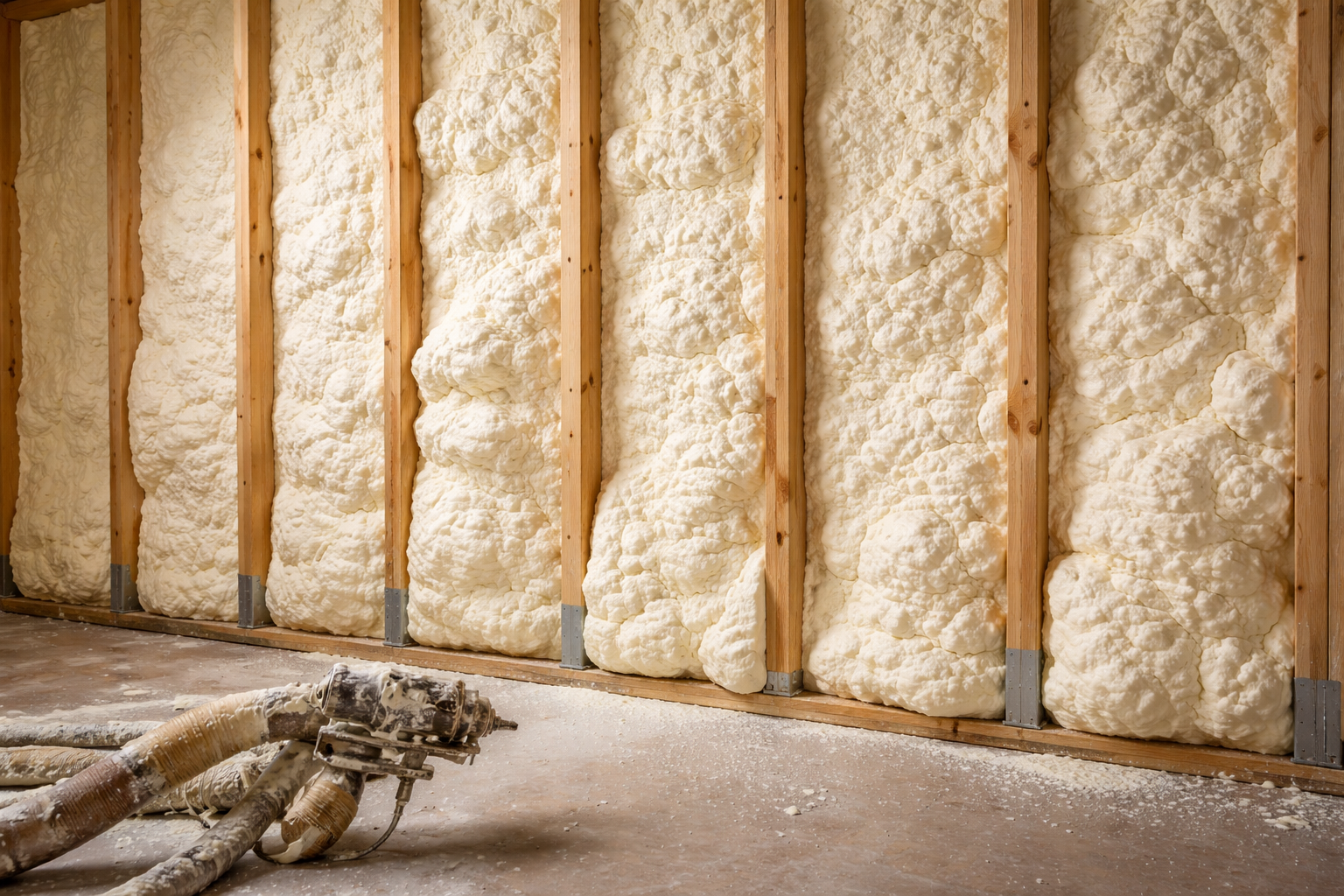 A basement with closed cell spray foam insulation in reference to the question "How Much Does Closed Cell Spray Foam Insulation Cost?"